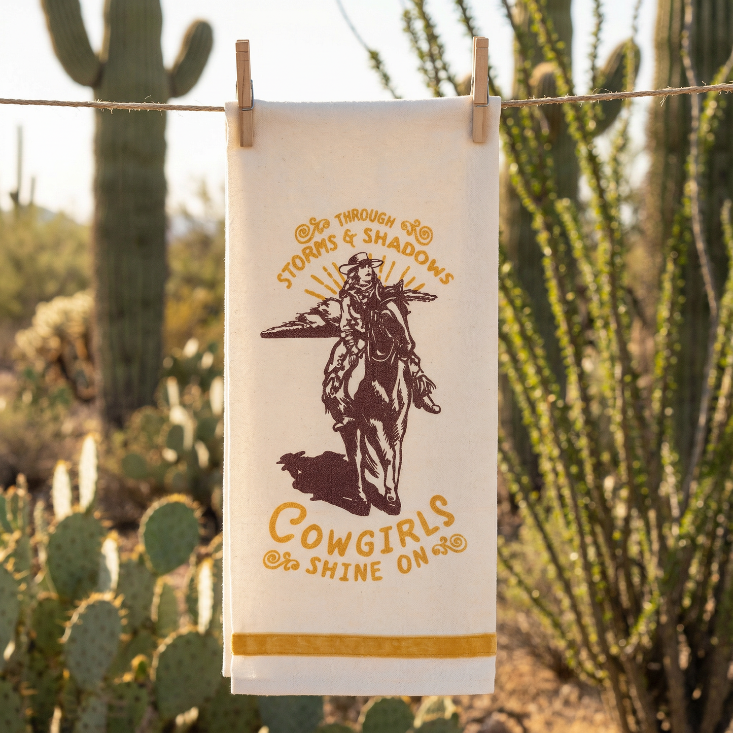 Cowgirls Shine On Kitchen Towel | Western-themed Tea Hand Dish Cloth | 18" x 28"