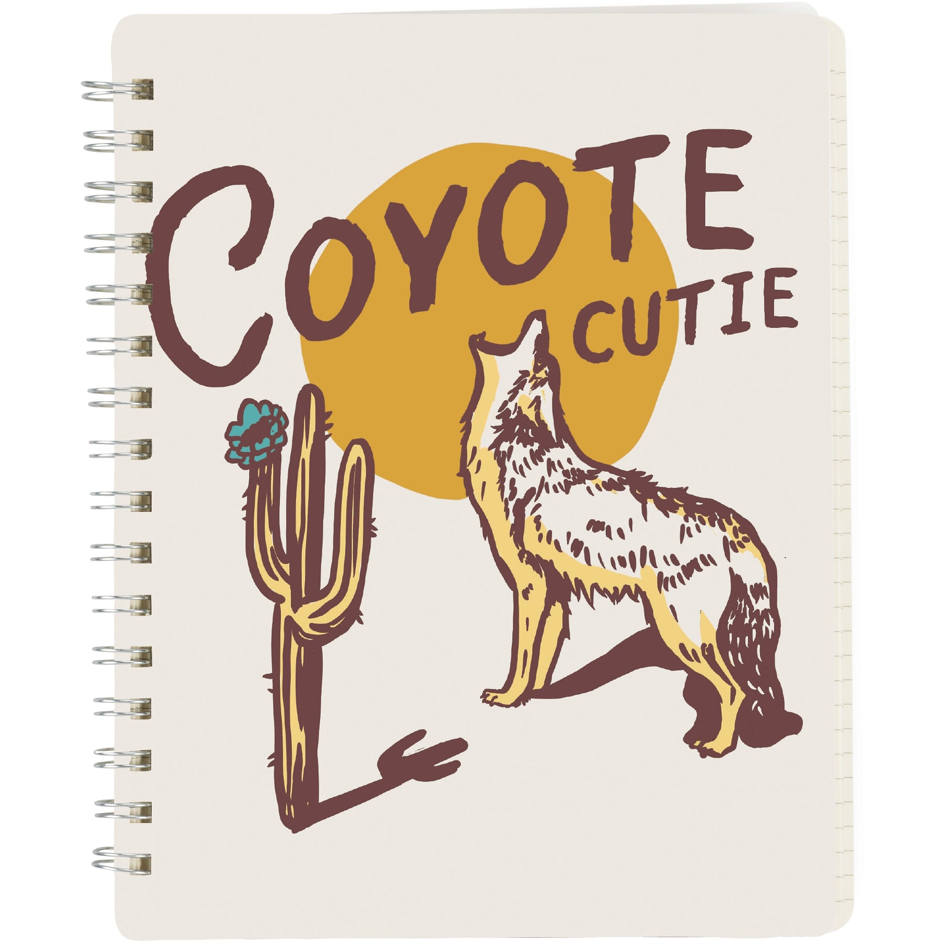 Coyote Cutie Spiral Double-Sided Notebook | Howling Coyote Design Journal | 120 Lined Pages