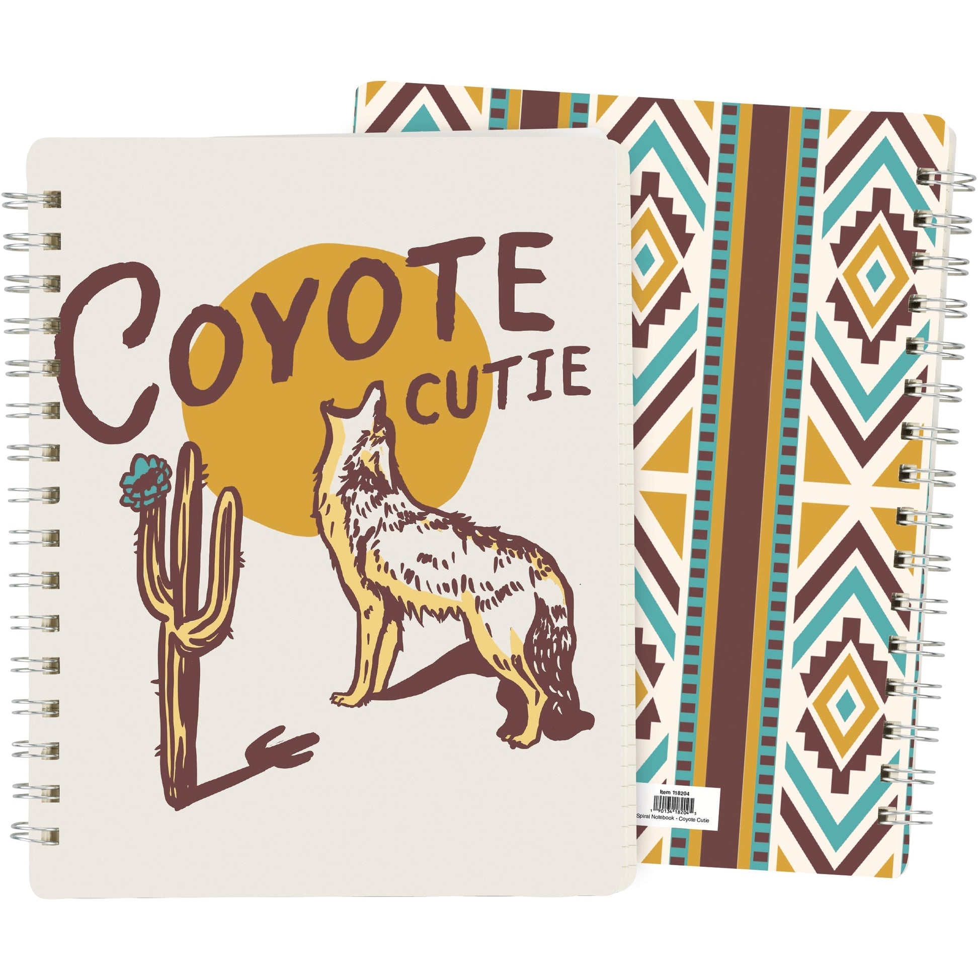 Coyote Cutie Spiral Double-Sided Notebook | Howling Coyote Design Journal | 120 Lined Pages