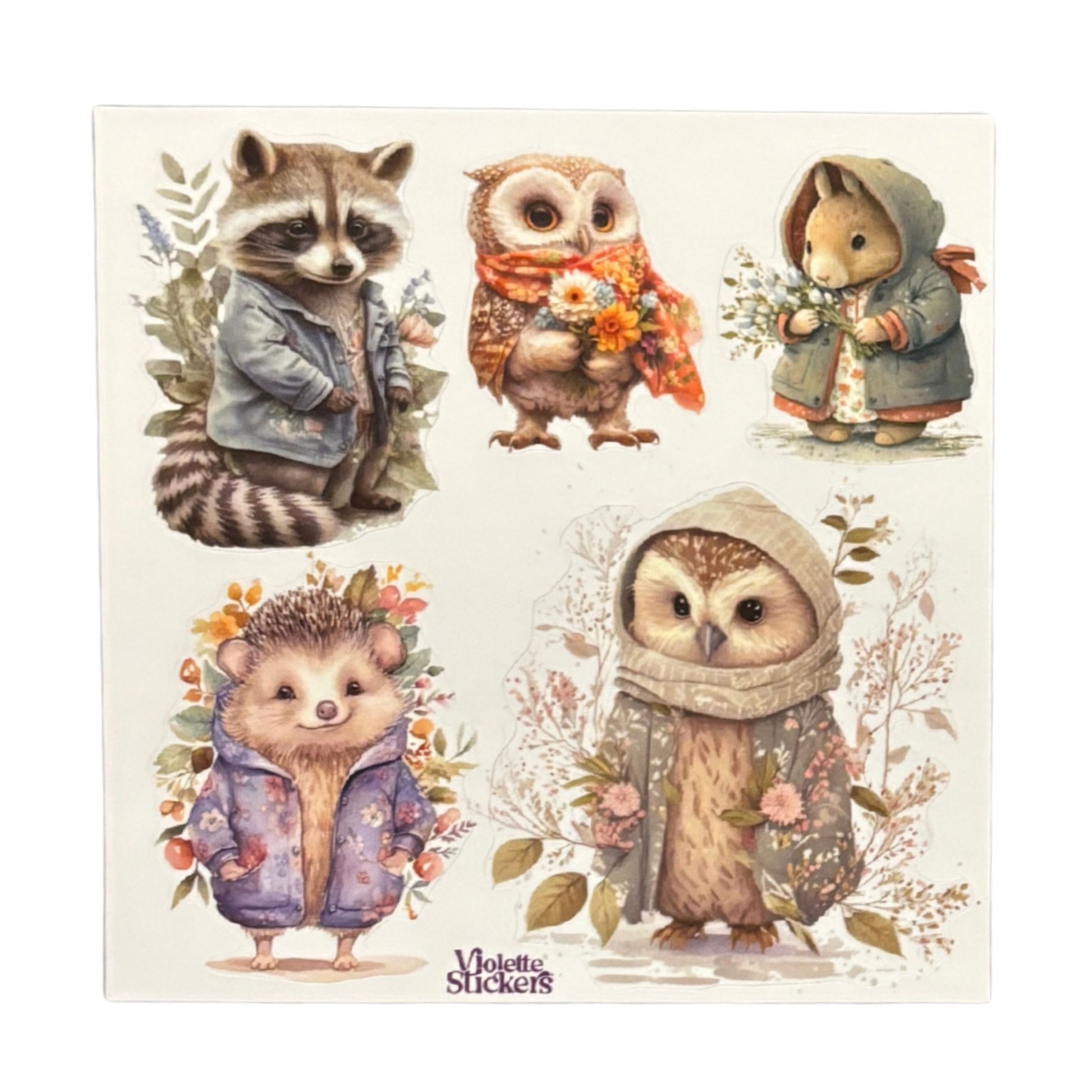 Cozy Animals in Coats Stickers | 4" x 4" | 2 Sheets-Violette Stickers-The Bullish Store