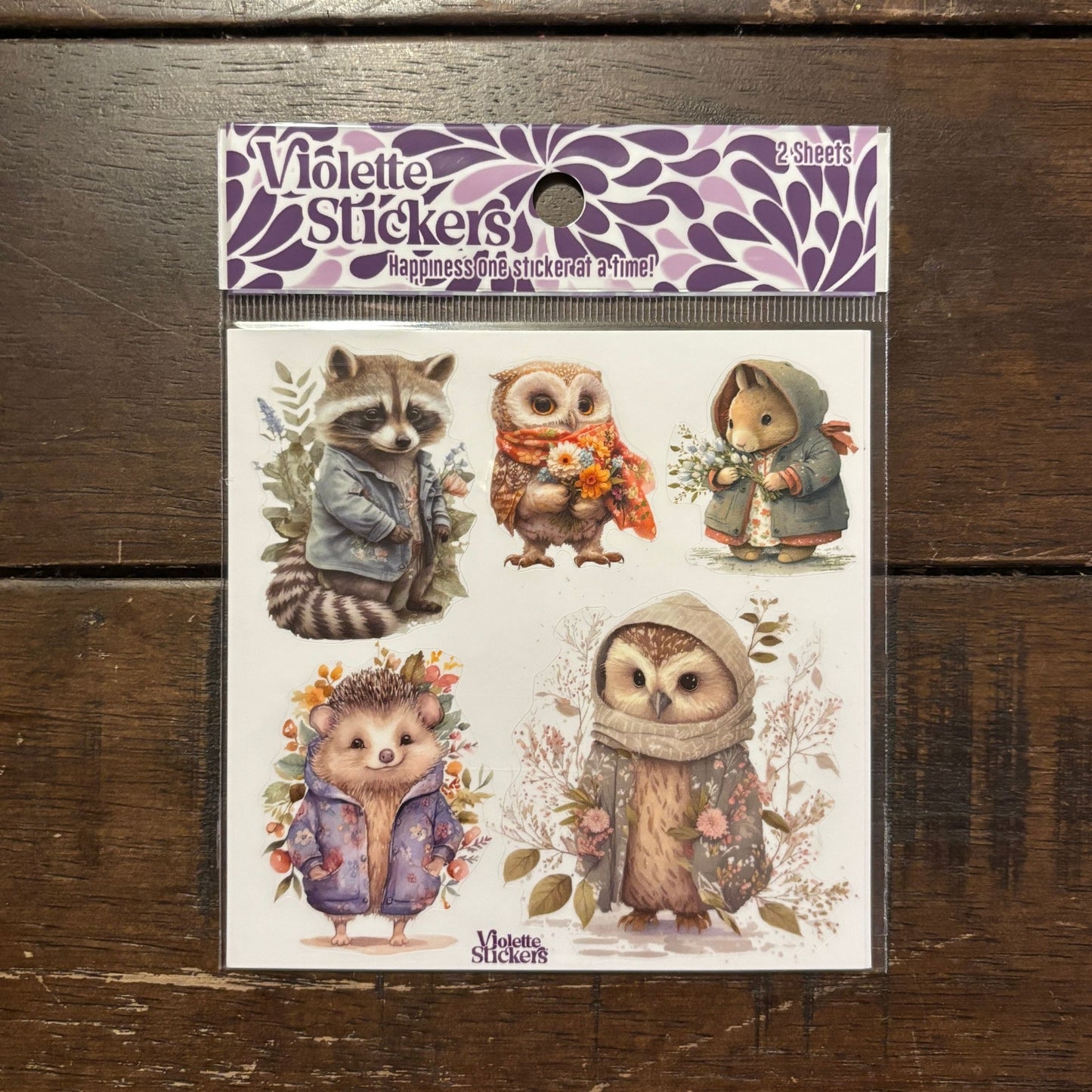 Cozy Animals in Coats Stickers | 4" x 4" | 2 Sheets-Violette Stickers-The Bullish Store