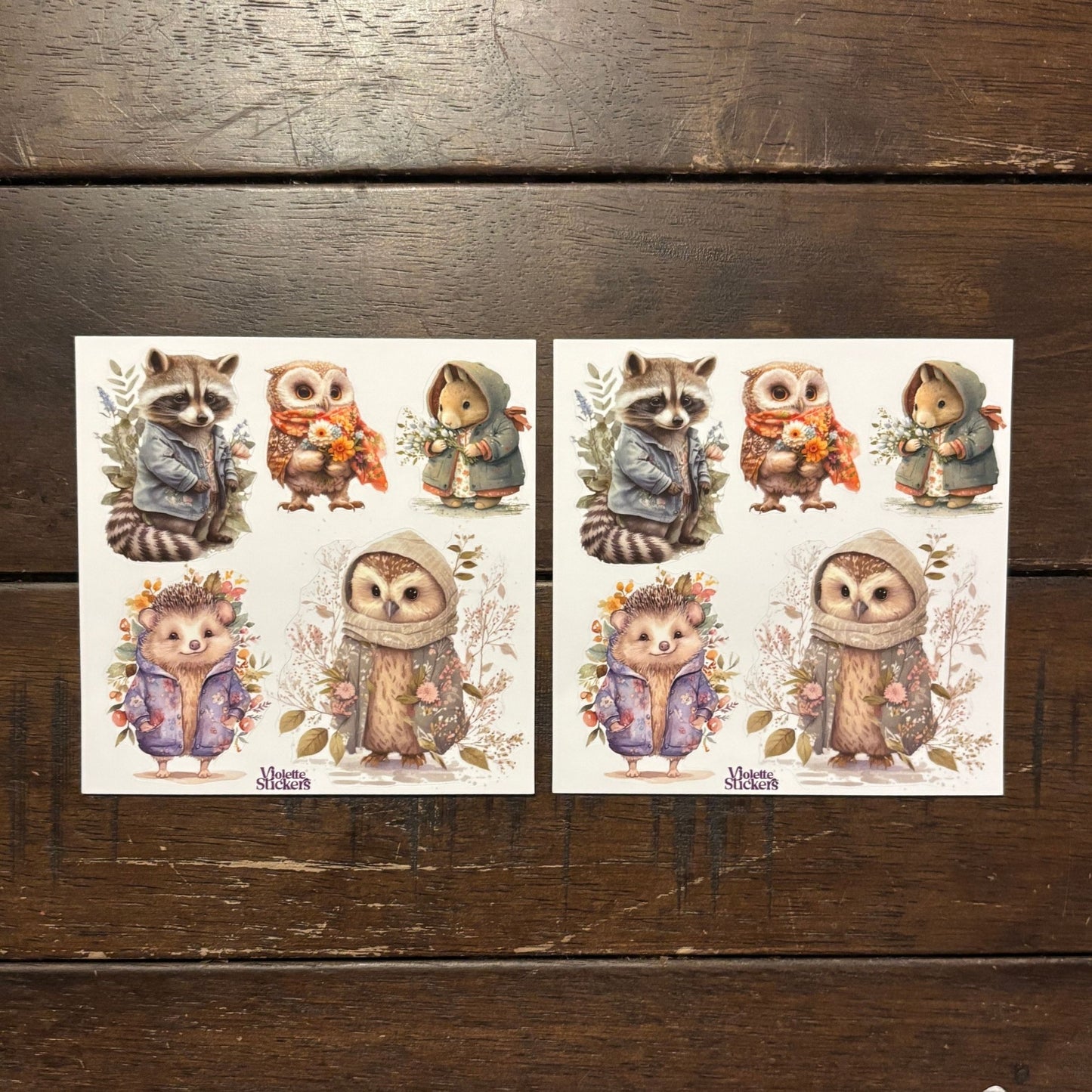 Cozy Animals in Coats Stickers | 4" x 4" | 2 Sheets-Violette Stickers-The Bullish Store