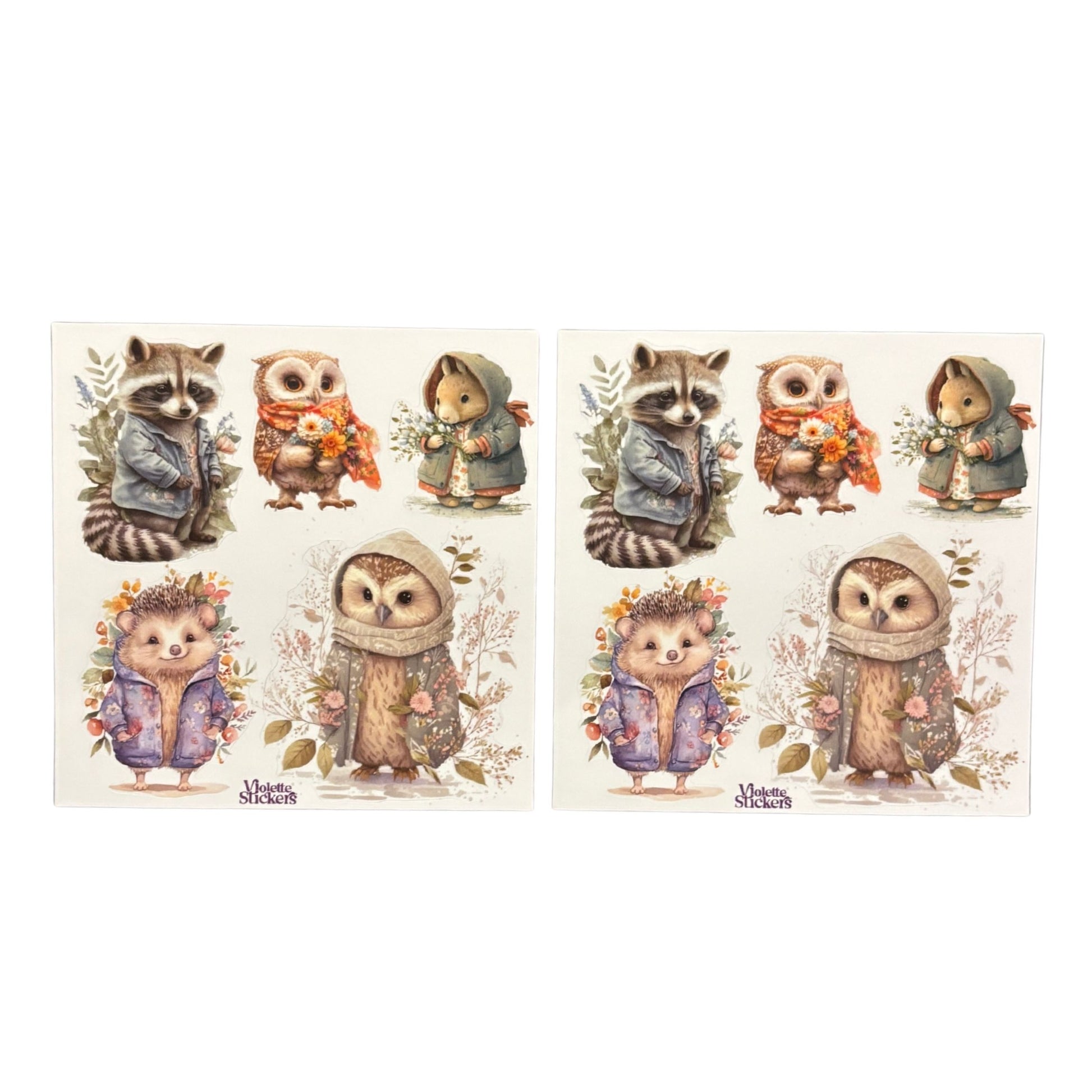Cozy Animals in Coats Stickers | 4" x 4" | 2 Sheets-Violette Stickers-The Bullish Store