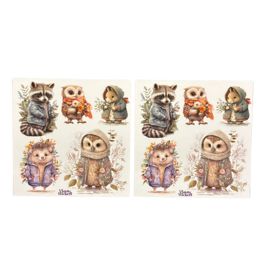 Cozy Animals in Coats Stickers | 4" x 4" | 2 Sheets-Violette Stickers-The Bullish Store