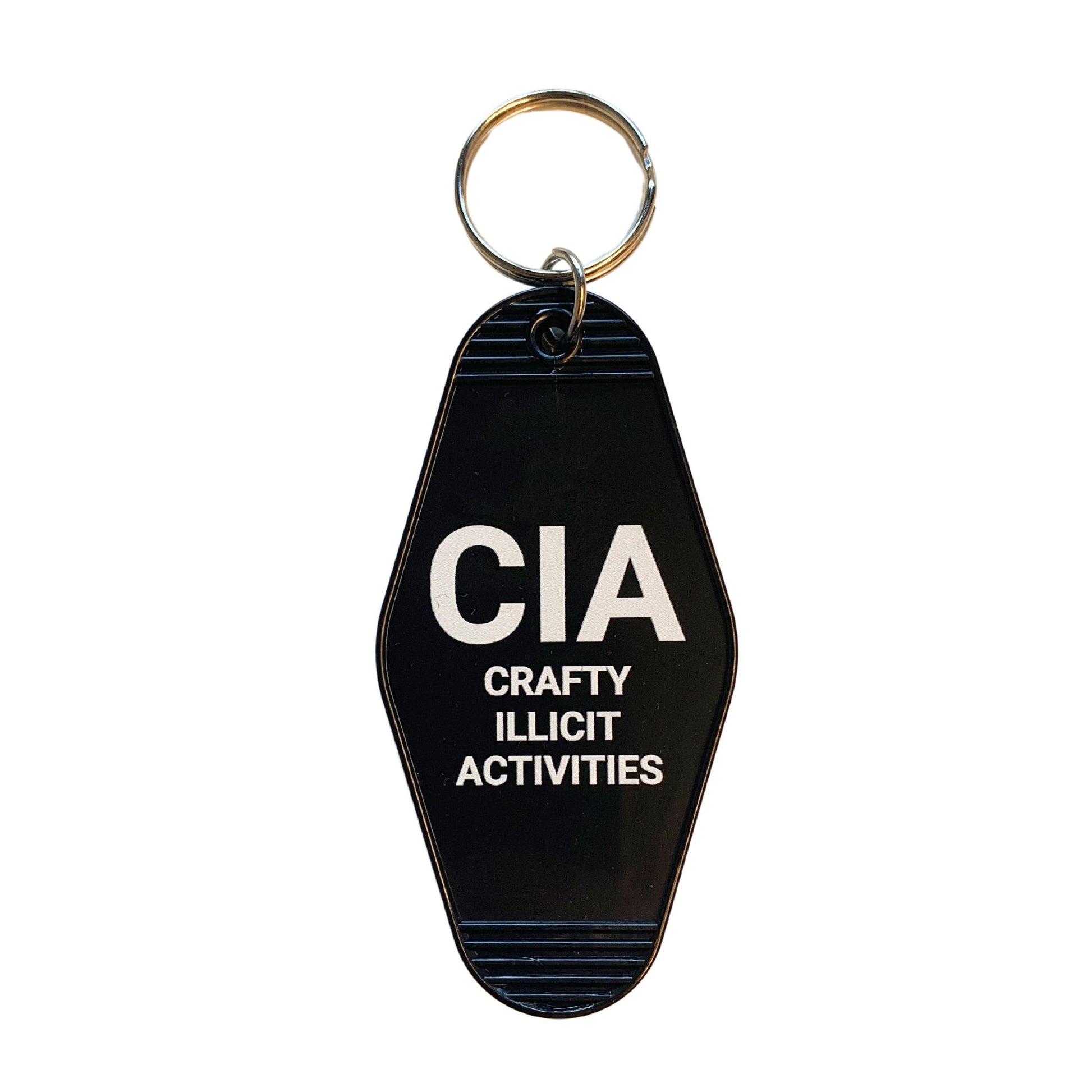 Crafty Illicit Activities Motel Style Keychain in Black