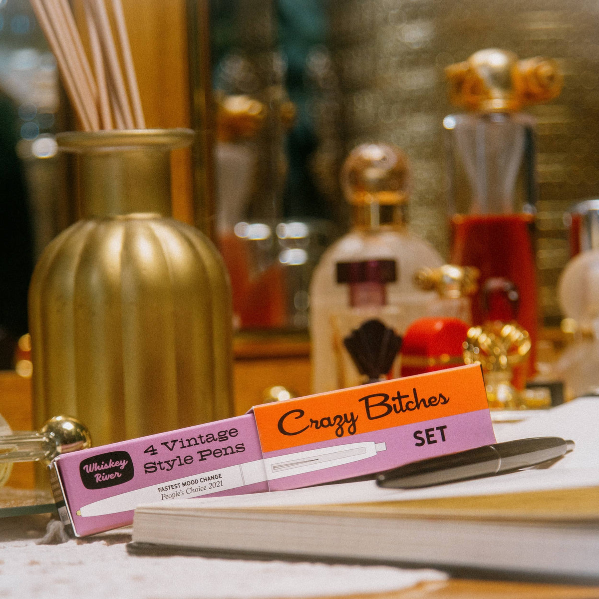 Crazy Bitches Awards Pen Set | 4 Vintage-Style Black Ink Pens