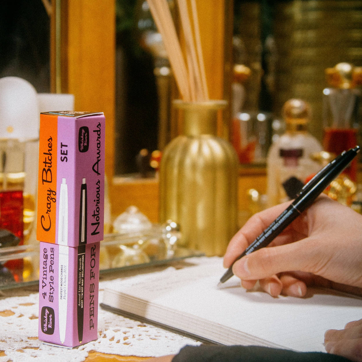 Crazy Bitches Awards Pen Set | 4 Vintage-Style Black Ink Pens