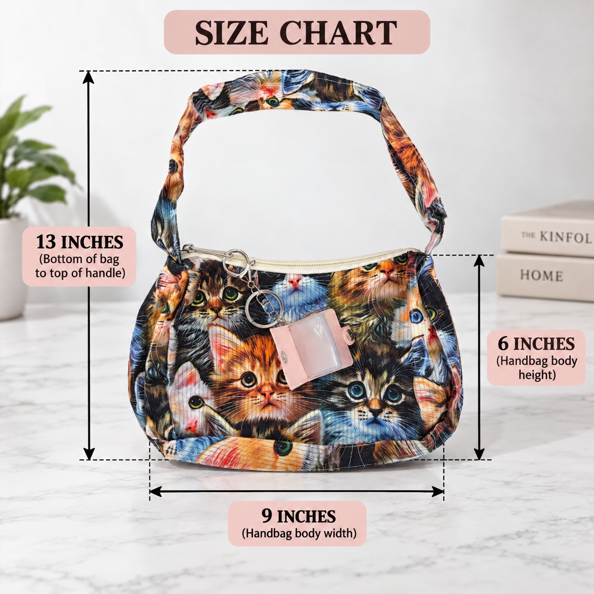 Crazy Cat Lady Statement Bag with Mini Kitty Photo Album | Cat Face Collage Handbag-Paper & Quartz-The Bullish Store