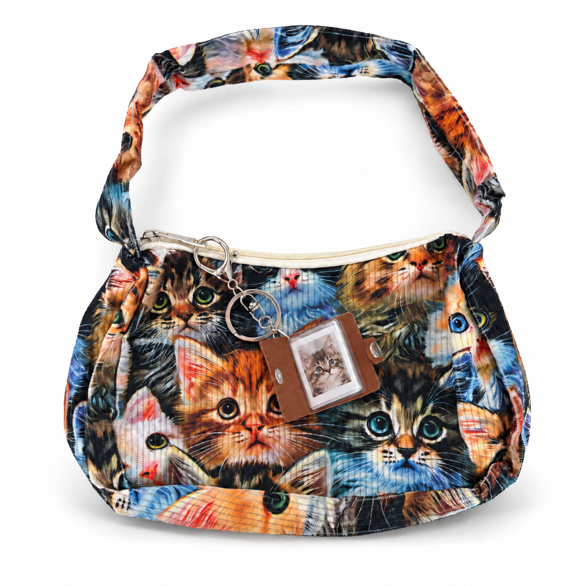 Crazy Cat Lady Statement Bag with Mini Kitty Photo Album | Cat Face Collage Handbag-Paper & Quartz-The Bullish Store