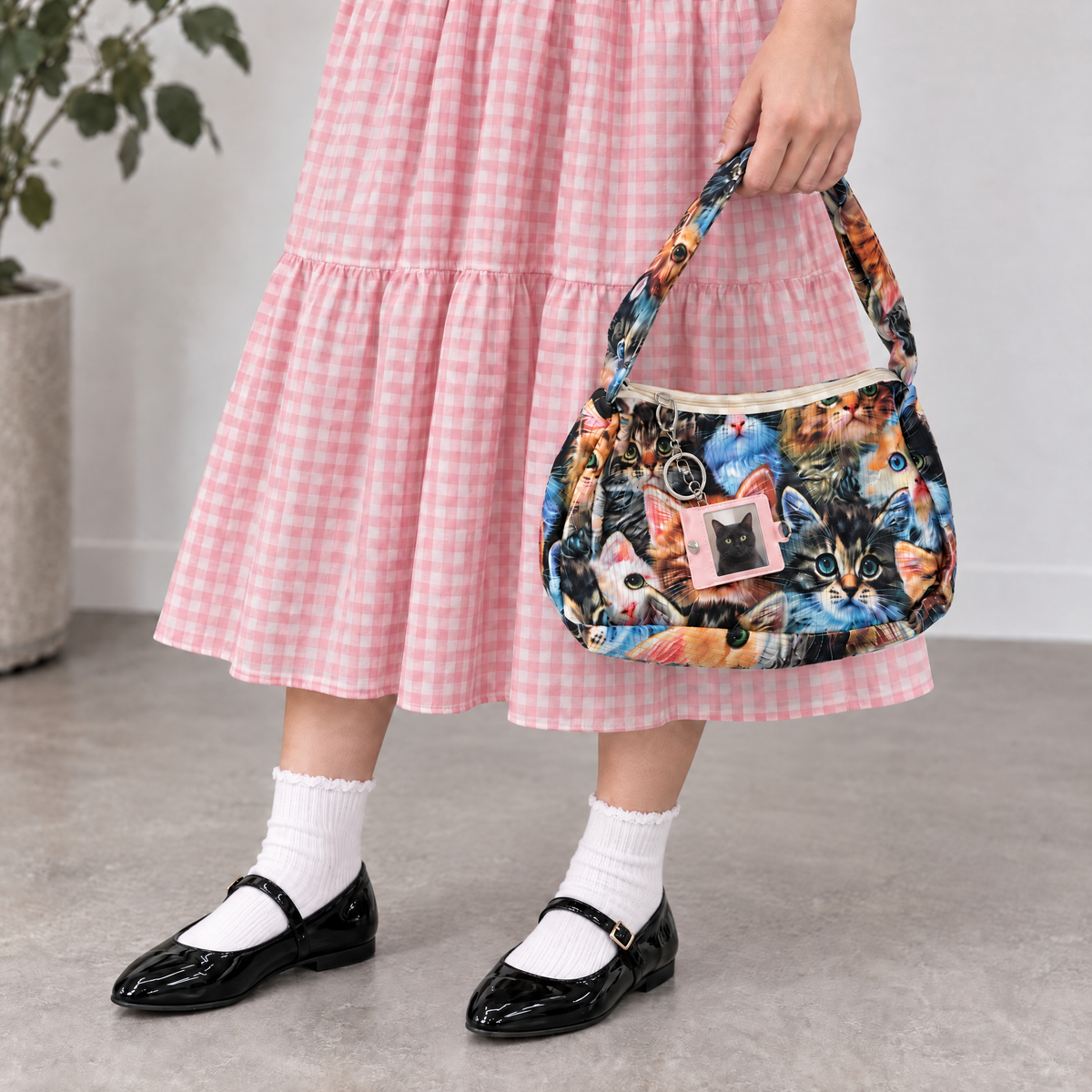 Crazy Cat Lady Statement Bag with Mini Kitty Photo Album | Cat Face Collage Handbag-Paper & Quartz-The Bullish Store