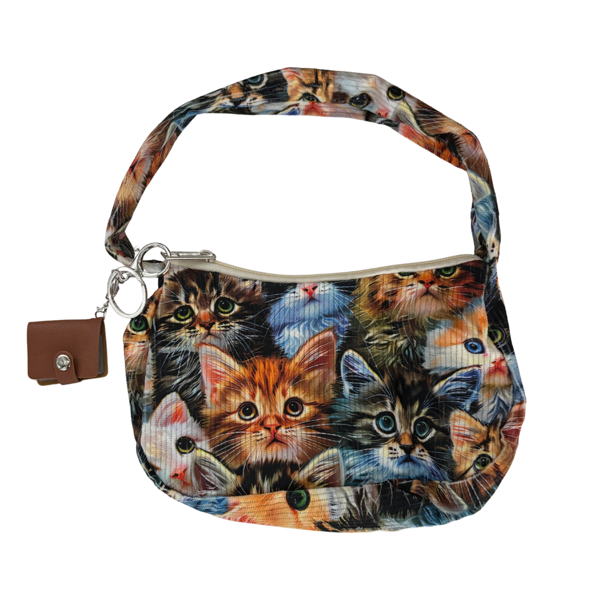 Crazy Cat Lady Statement Bag with Mini Kitty Photo Album | Cat Face Collage Handbag-Paper & Quartz-The Bullish Store