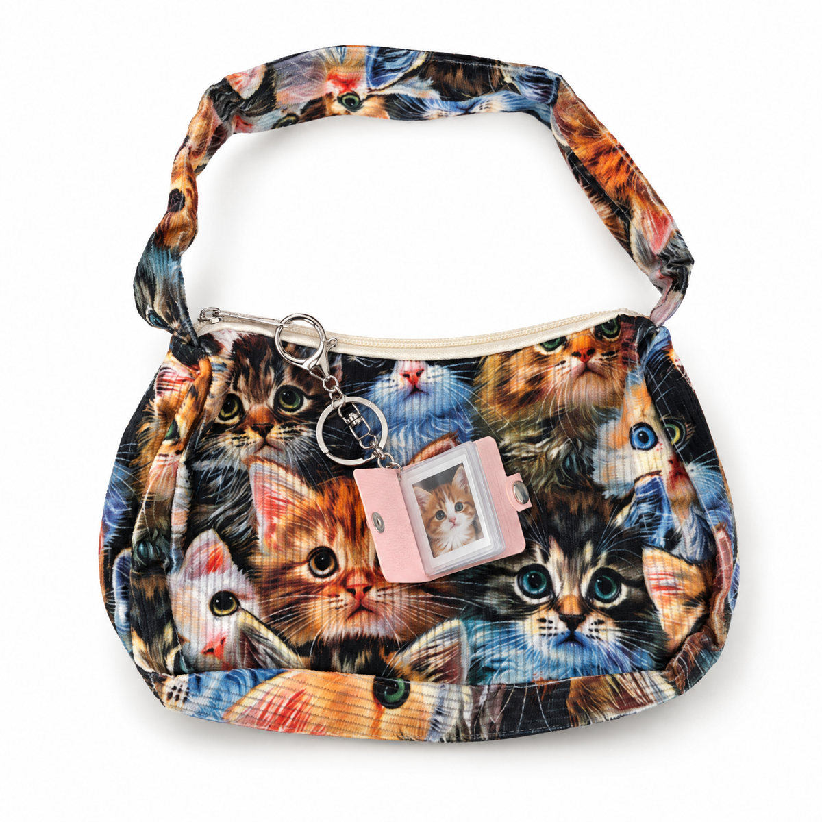 Crazy Cat Lady Statement Bag with Mini Kitty Photo Album | Cat Face Collage Handbag-Paper & Quartz-The Bullish Store