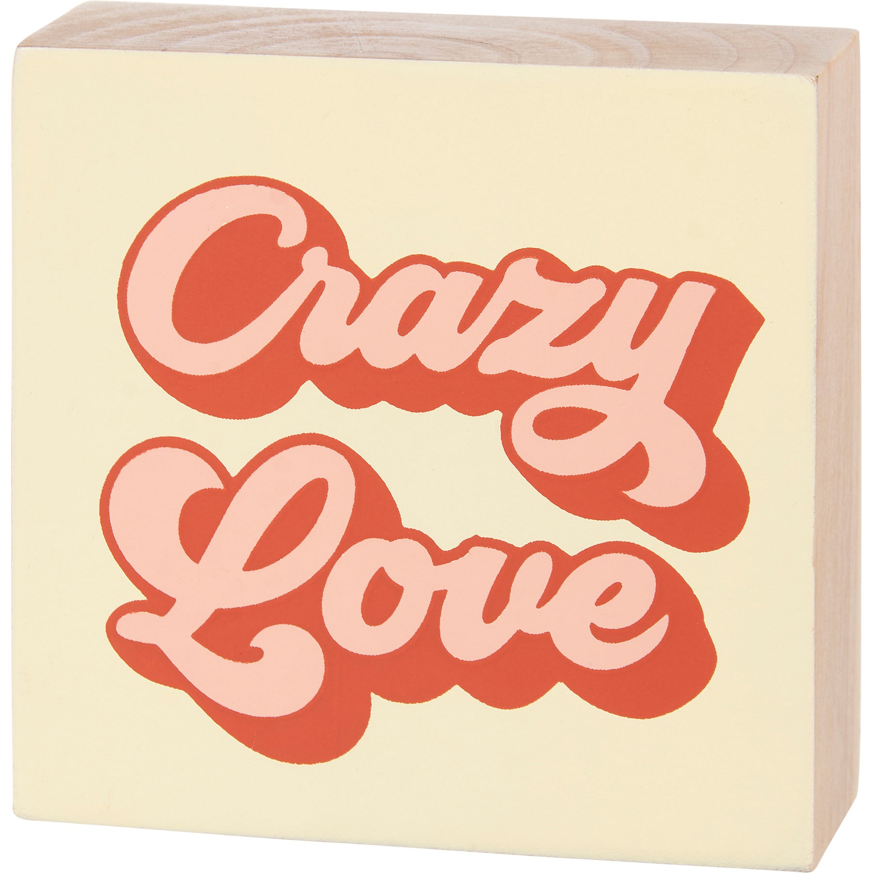 Crazy Love Block Sign | Pre-drilled Keyhole | 3" x 3"