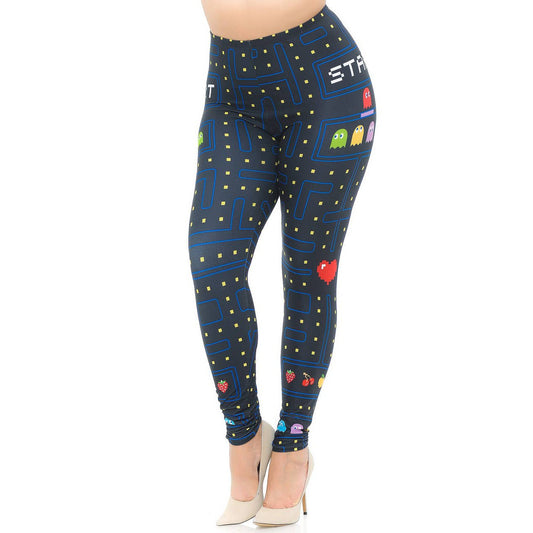 Creamy Soft Pacman Begins Leggings Sizes 0-5X Plus Size Available