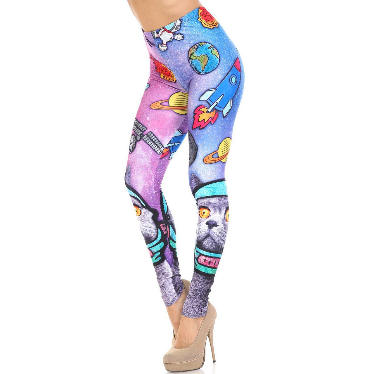 Creamy Soft Space Cat Leggings Sizes 0-5X Plus Size Available