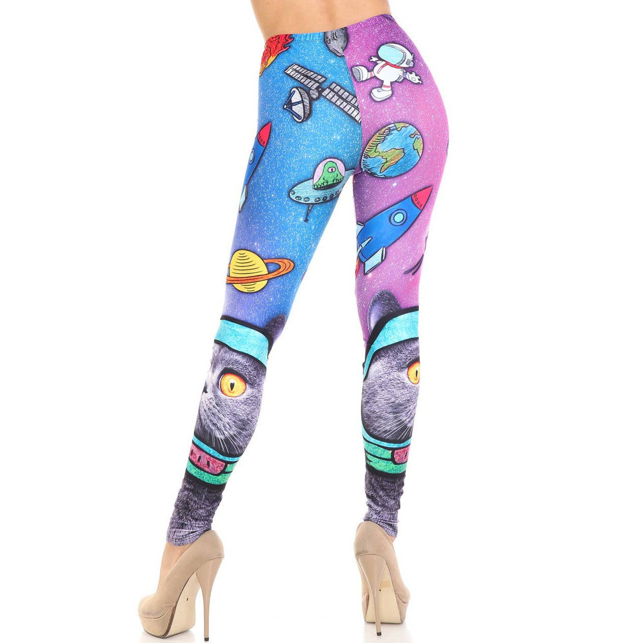 Creamy Soft Space Cat Leggings Sizes 0-5X Plus Size Available