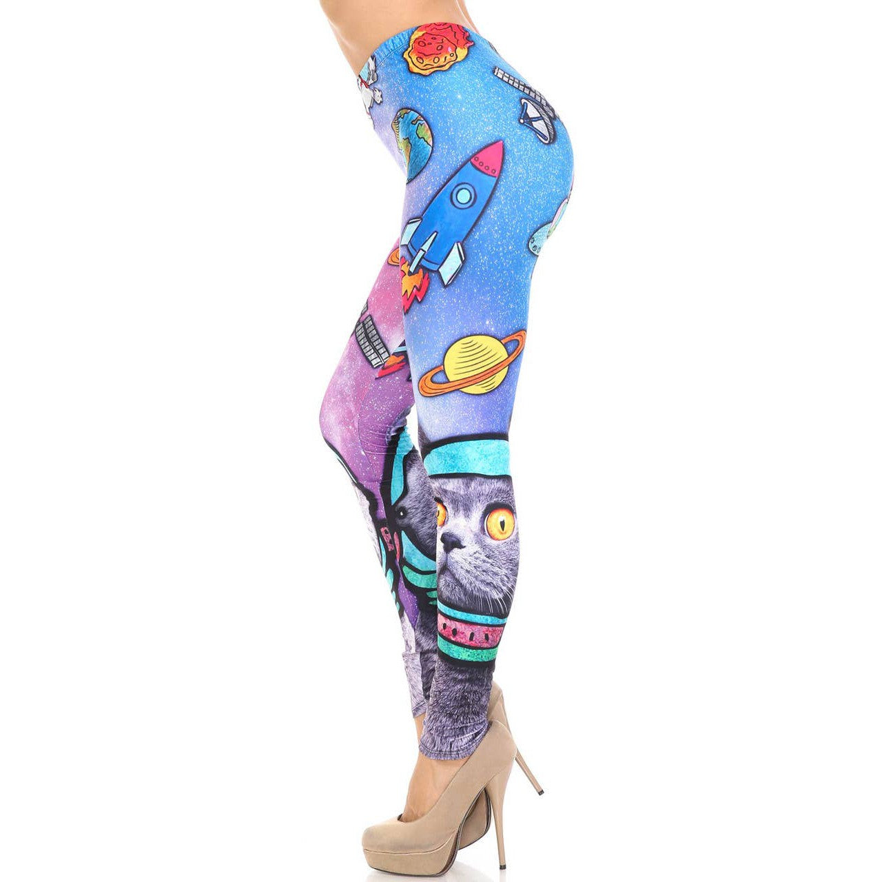 Creamy Soft Space Cat Leggings Sizes 0-5X Plus Size Available