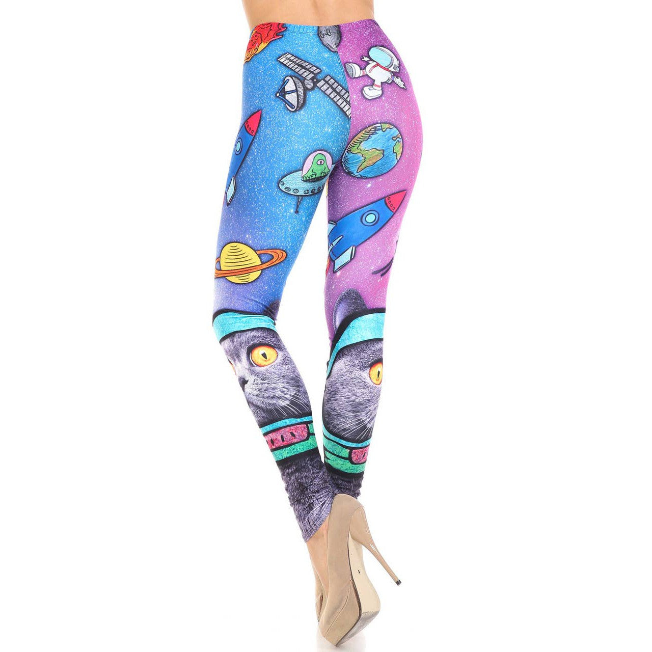 Creamy Soft Space Cat Leggings Sizes 0-5X Plus Size Available