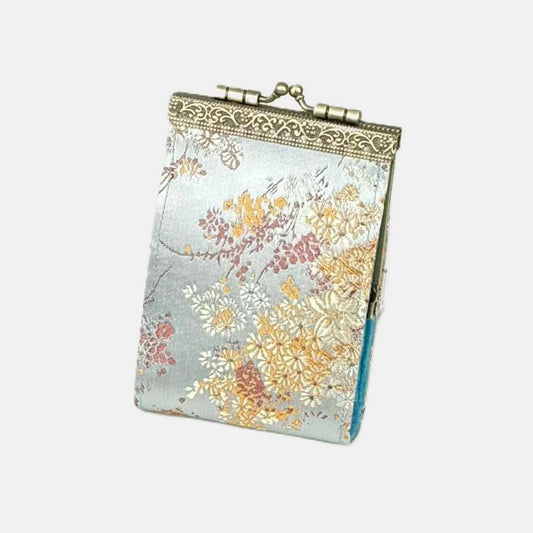 Credit Card Holder in Light Gray Floral Brocade Pattern | 10 Slots | RFID Blocking-Cathayana-The Bullish Store