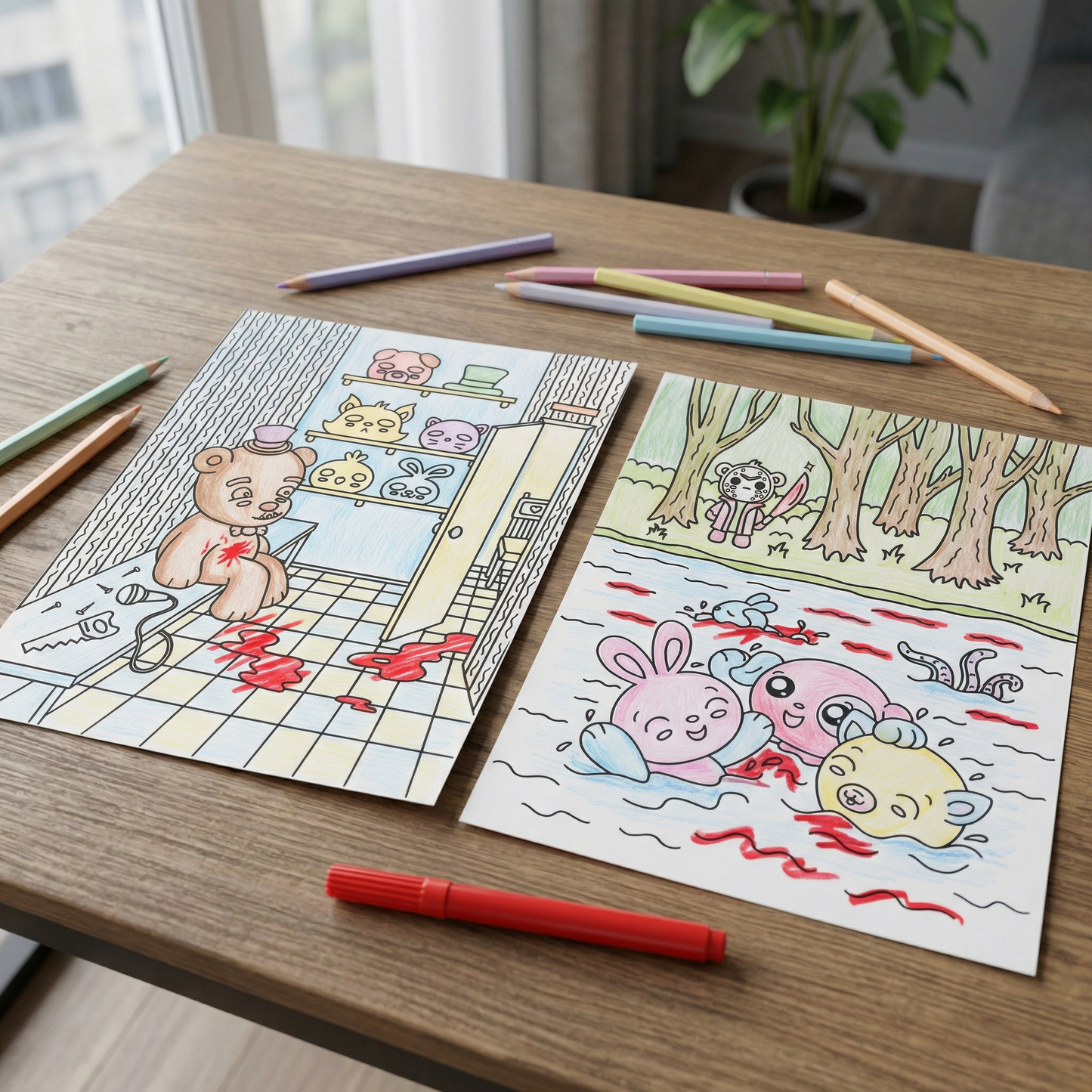 Creepy Cute Horror Coloring Book for Adults | Kawaii Monsters & Classic Scary Scenes