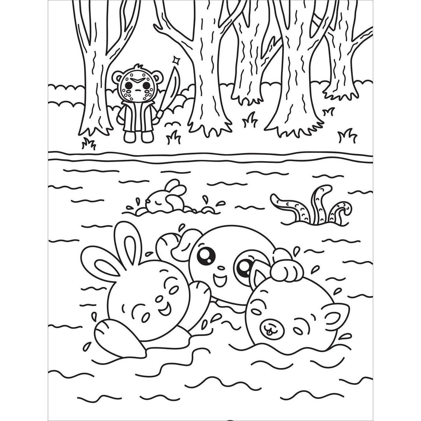 Creepy Cute Horror Coloring Book for Adults | Kawaii Monsters & Classic Scary Scenes