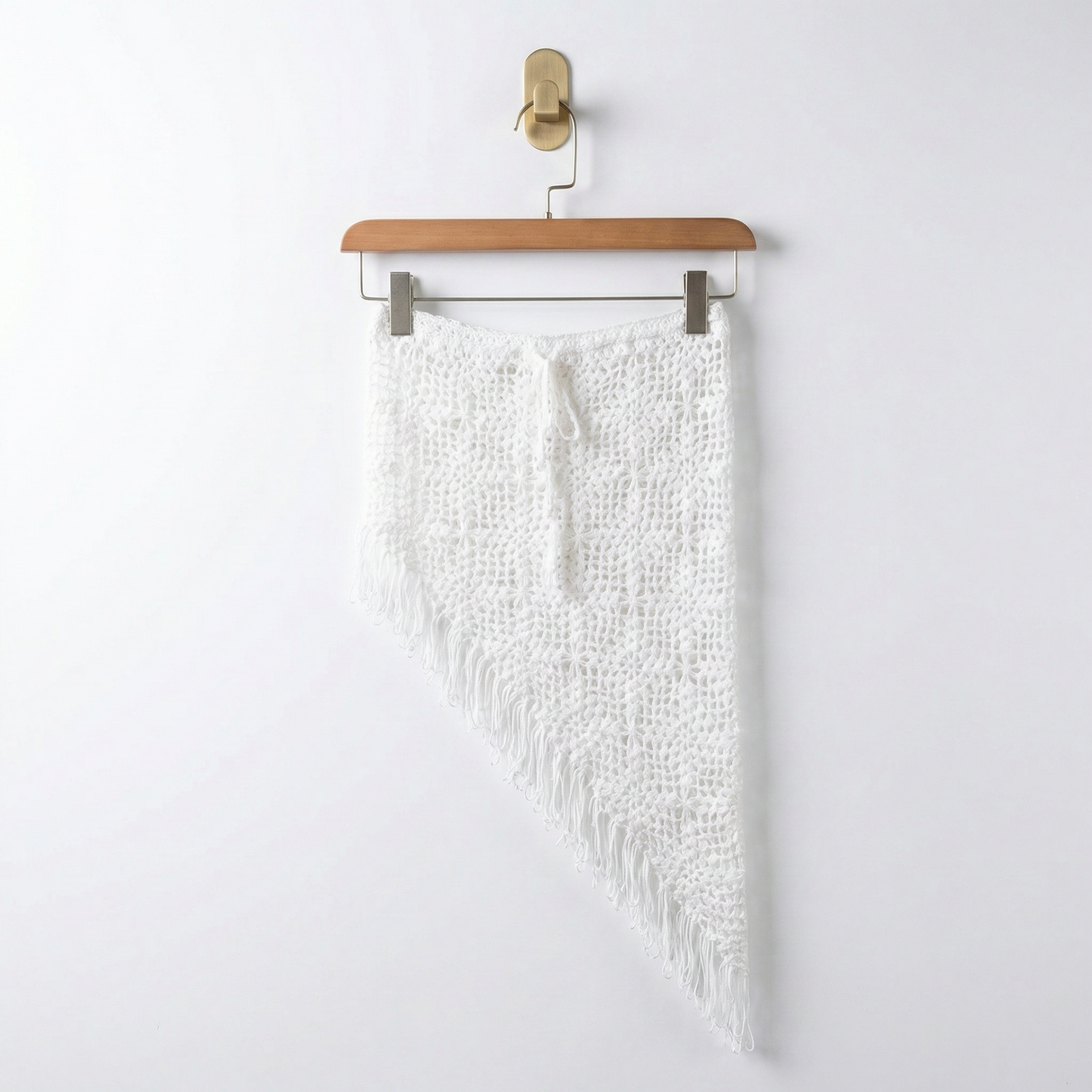Crochet Cover Up Skirt | White Retro Knit Swim Cover Up | Beach & Poolside Cover Up
