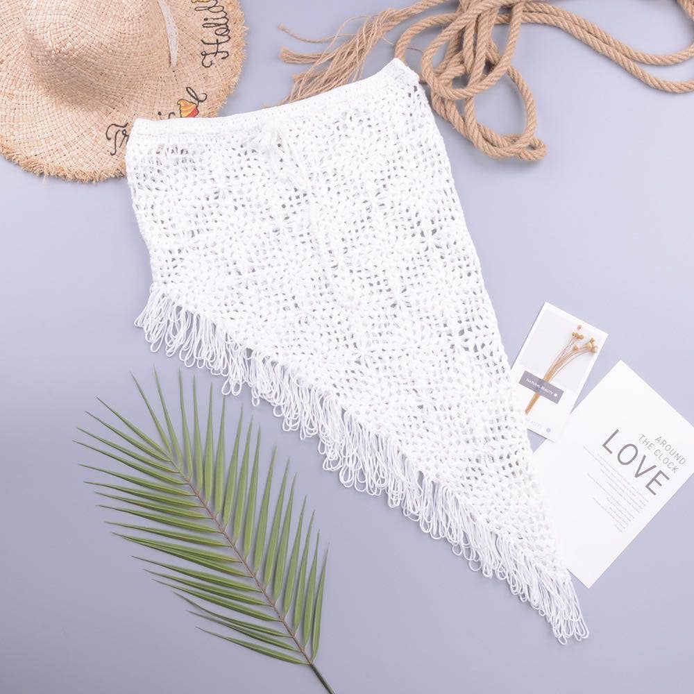 Crochet Cover Up Skirt | White Retro Knit Swim Cover Up | Beach & Poolside Cover Up