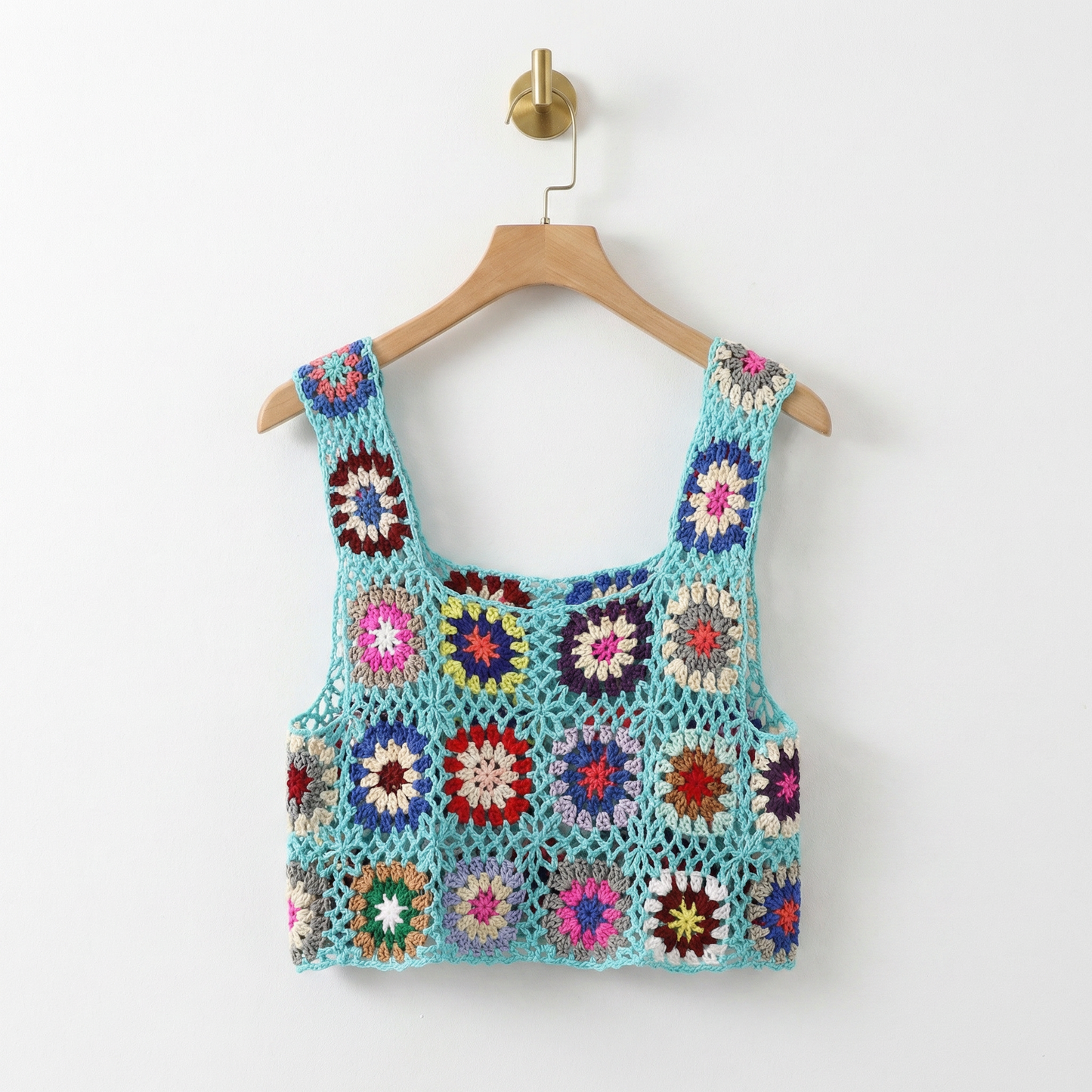 Crochet Crop Top in Blue or Purple | Novelty Knit Cropped Top | Boho Style Knit Tank