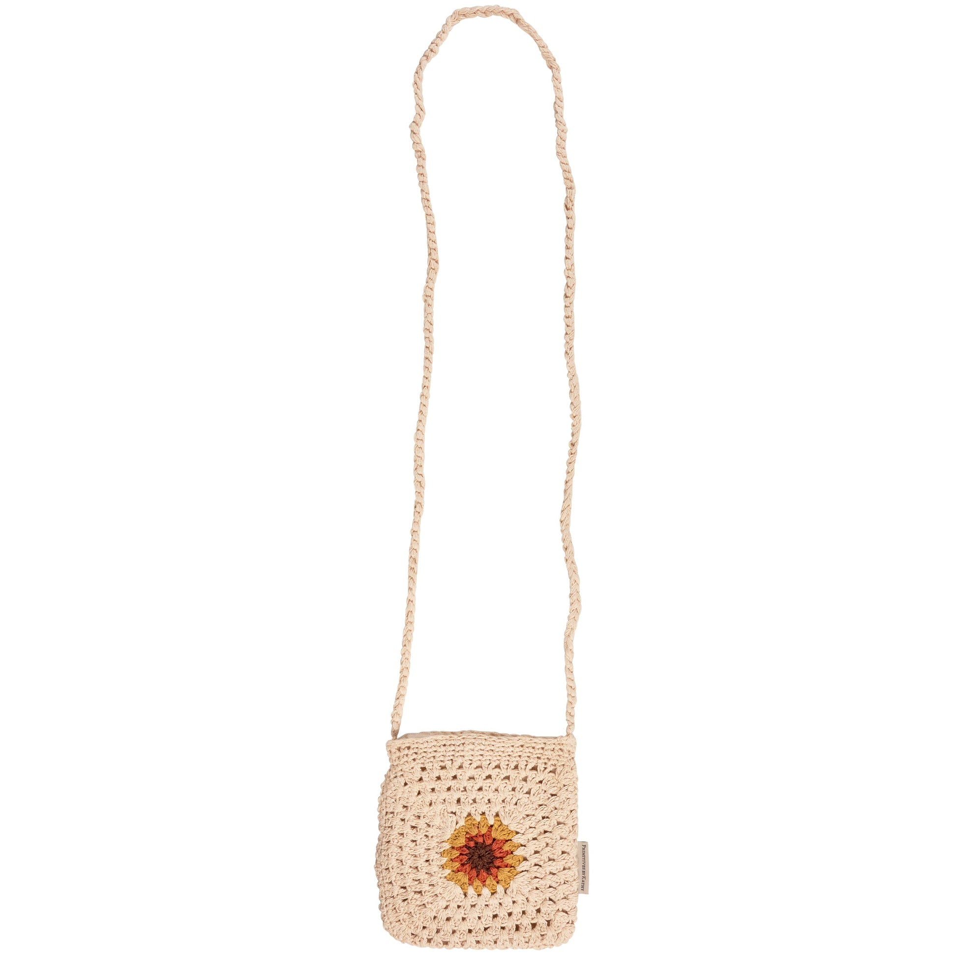 Crochet Sunflower Crossbody Bag | Shoulder Sling Handbag | 8" x 8"