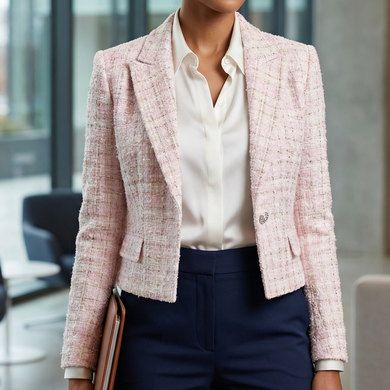 Cropped Boucle Jacket in Pink [Size SM Remaining]