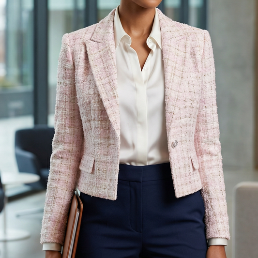 Cropped Boucle Jacket in Pink [Size SM Remaining]