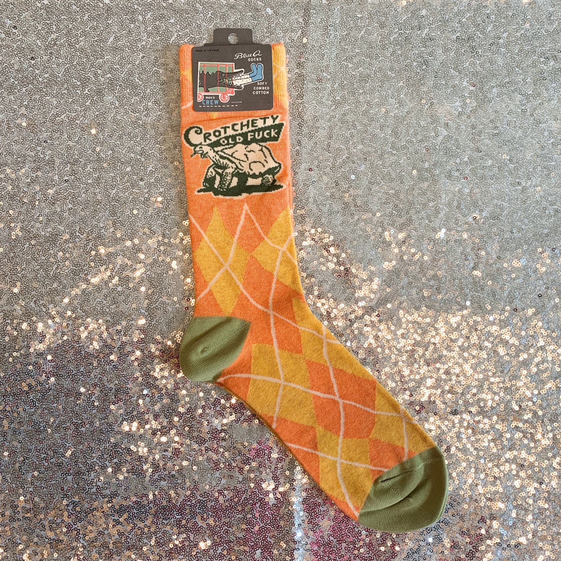 Crotchety Old Fuck Men's Crew Socks | Novelty Funny Socks | BlueQ at GetBullish