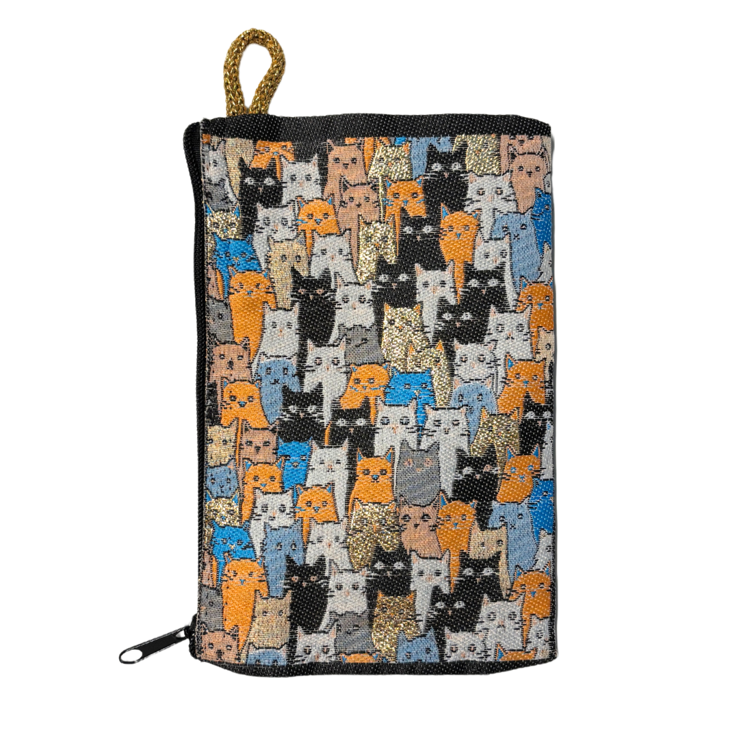 Crowd of Cats Coin Purse Zipper Credit Card Pouch | Handmade in Turkey | 4" x 5"