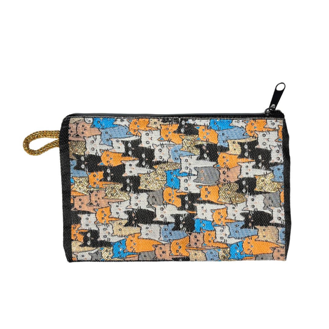 Crowd of Cats Coin Purse Zipper Credit Card Pouch | Handmade in Turkey | 4" x 5"