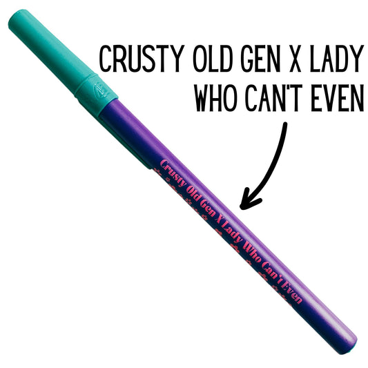 Crusty Old Gen X Lady Who Can't Even Ballpoint Pen in Violet | Gen Z Aesthetic Blue Ink