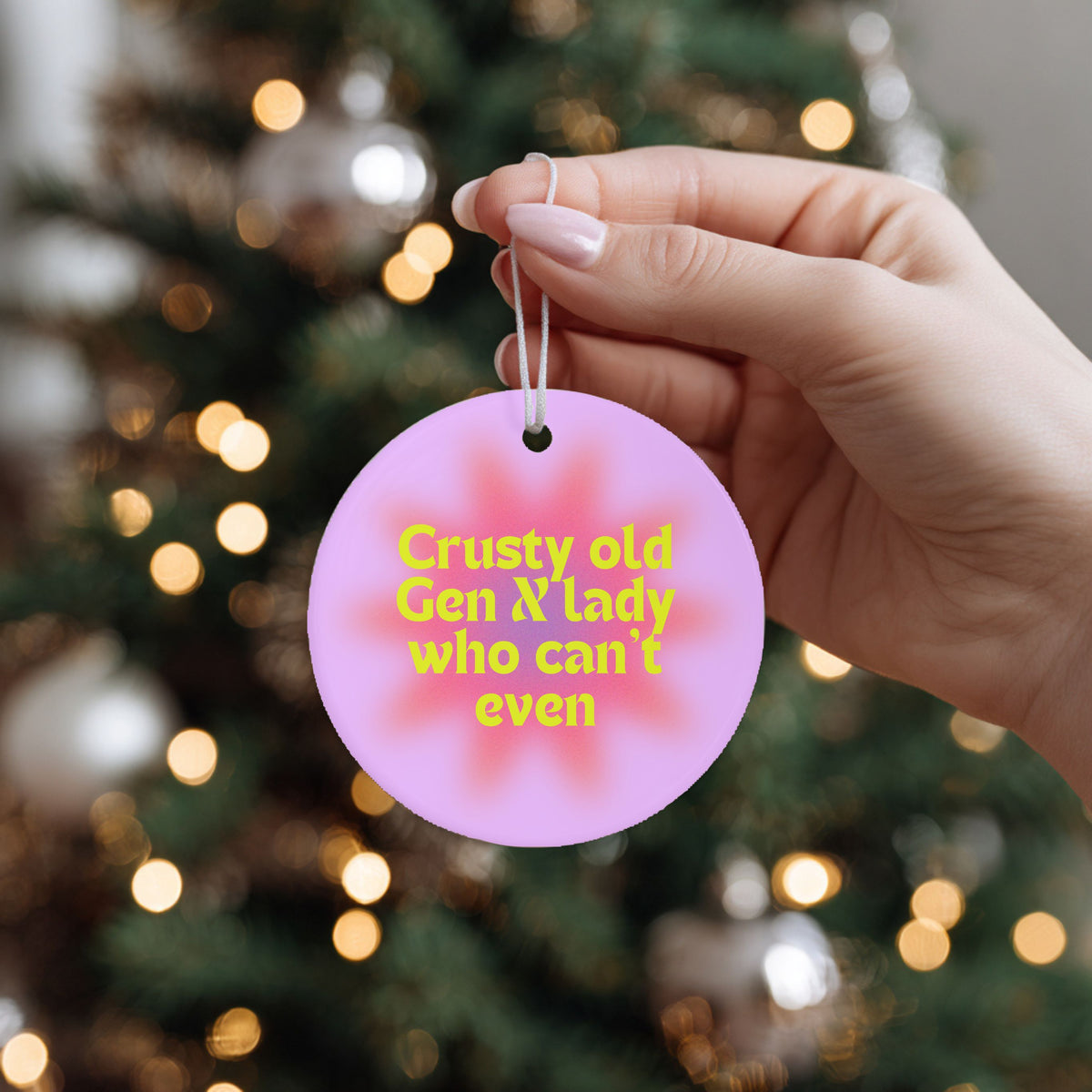 Crusty Old Gen X Lady Who Can't Even Ceramic Ornament | Funny Gen X Christmas Decor Gift for Women