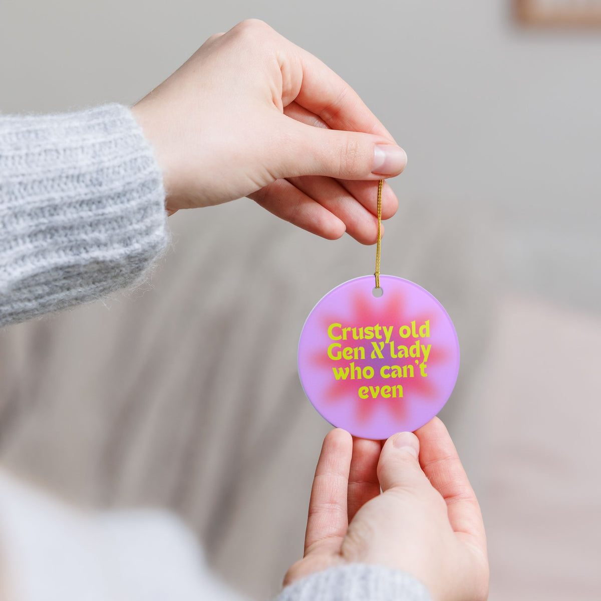 Crusty Old Gen X Lady Who Can't Even Ceramic Ornament | Funny Gen X Christmas Decor Gift for Women