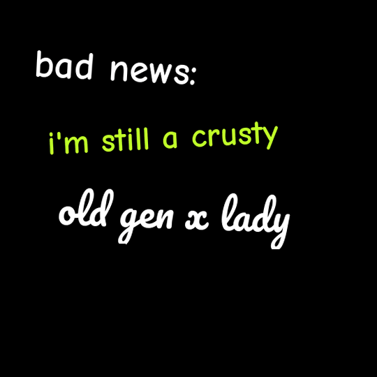 Animated GIF of the Crusty Old Gen X Lady keychain and tote bundle