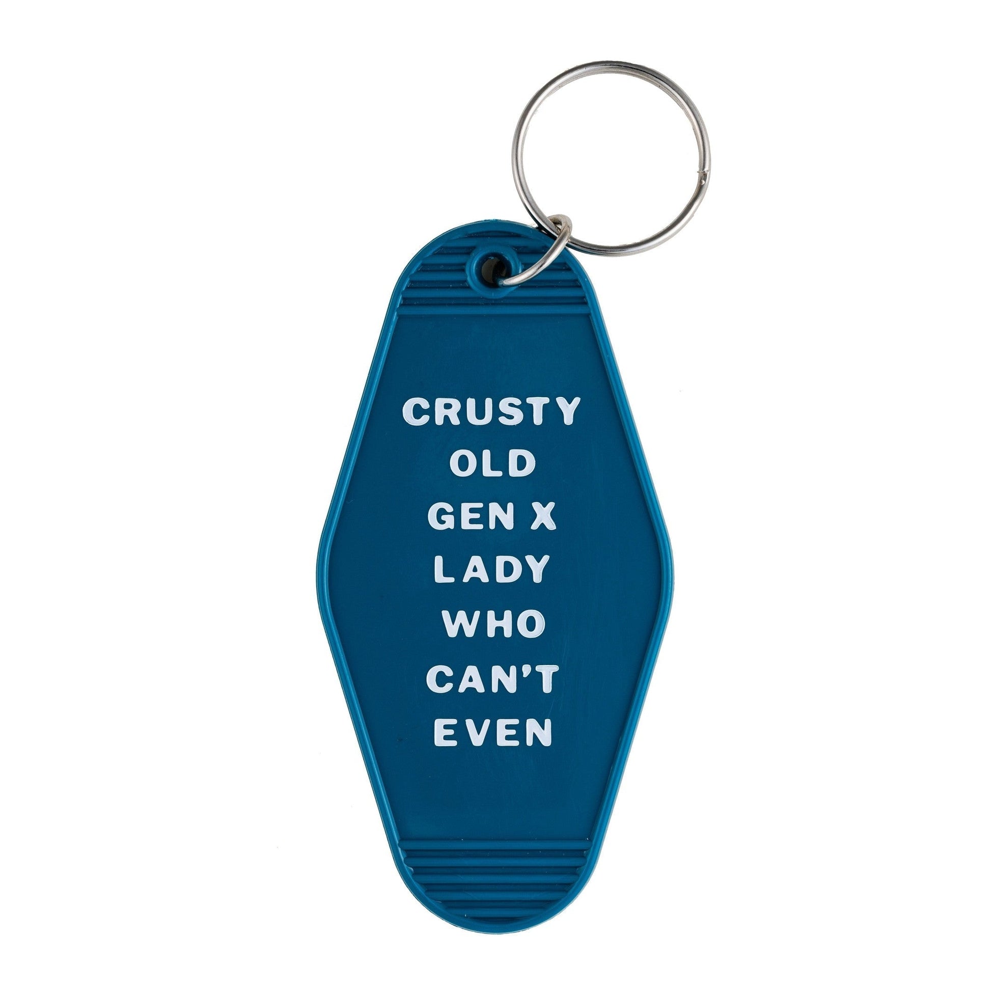 Crusty Old Gen X Lady Who Can't Even Keychain and Tote Bag Bundle | Motel Style Keyholder and Black Canvas Tote