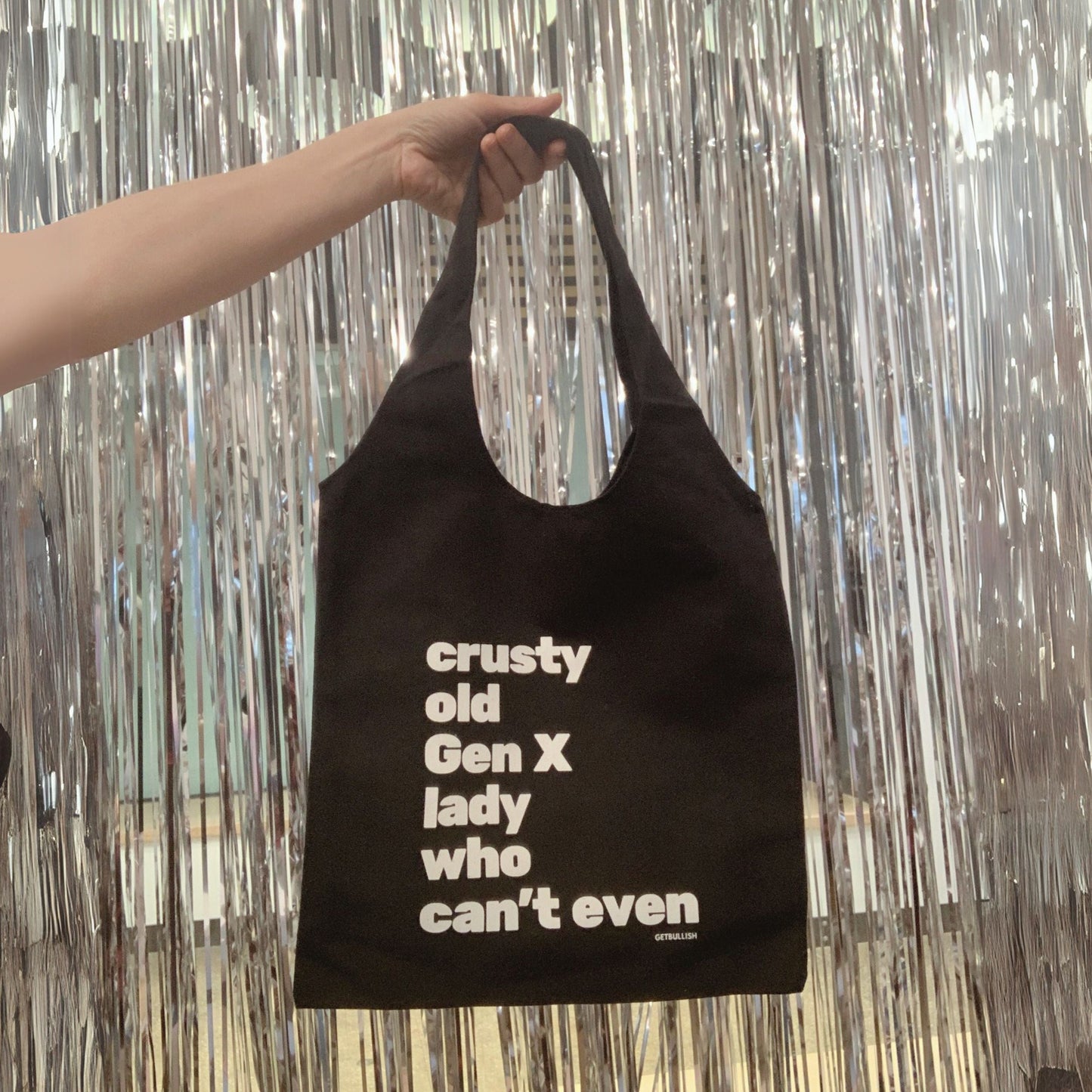 Crusty Old Gen X Lady Who Can't Even Slouchy Canvas Tote in Black