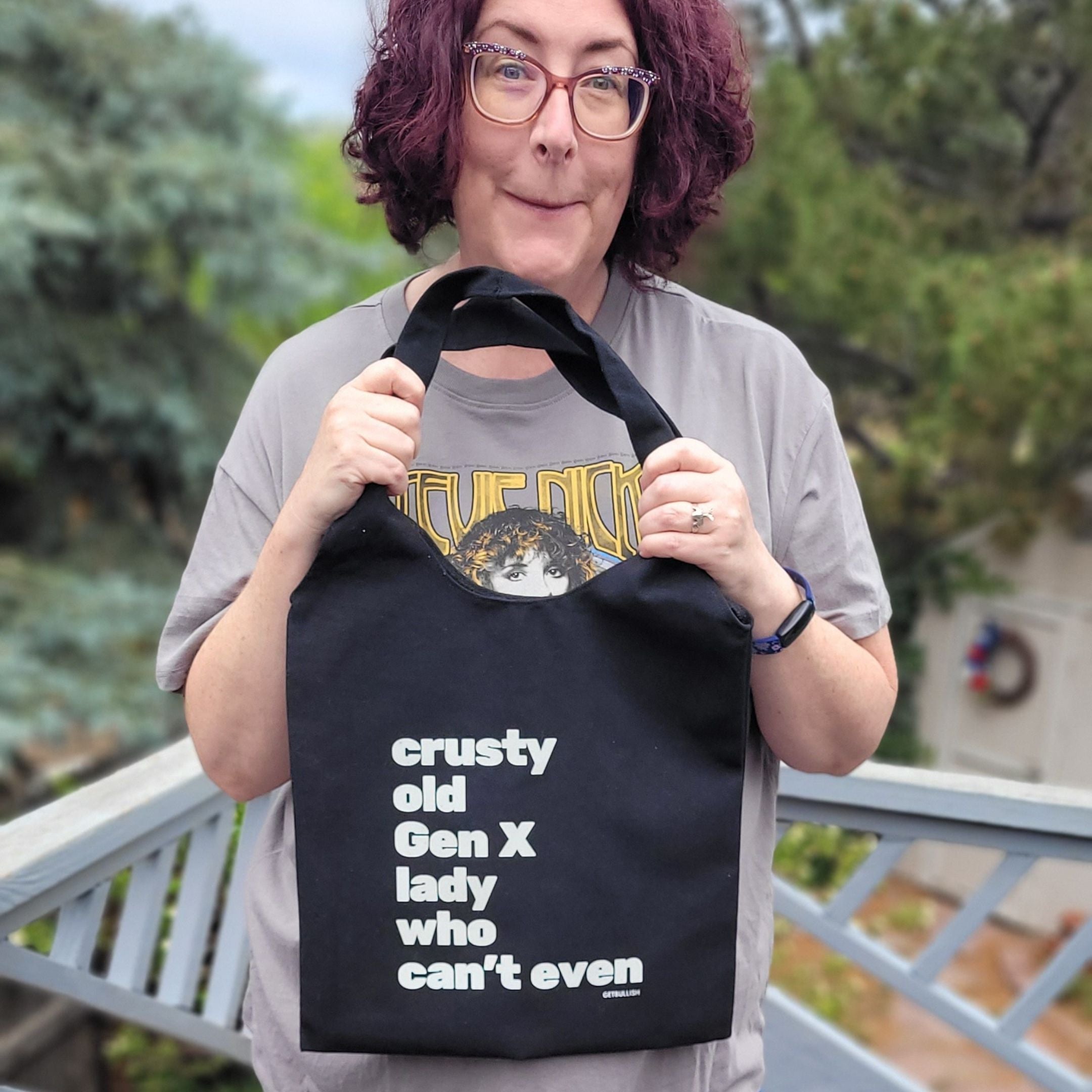 Crusty Old Gen X Lady Who Can't Even Slouchy Canvas Tote in Black