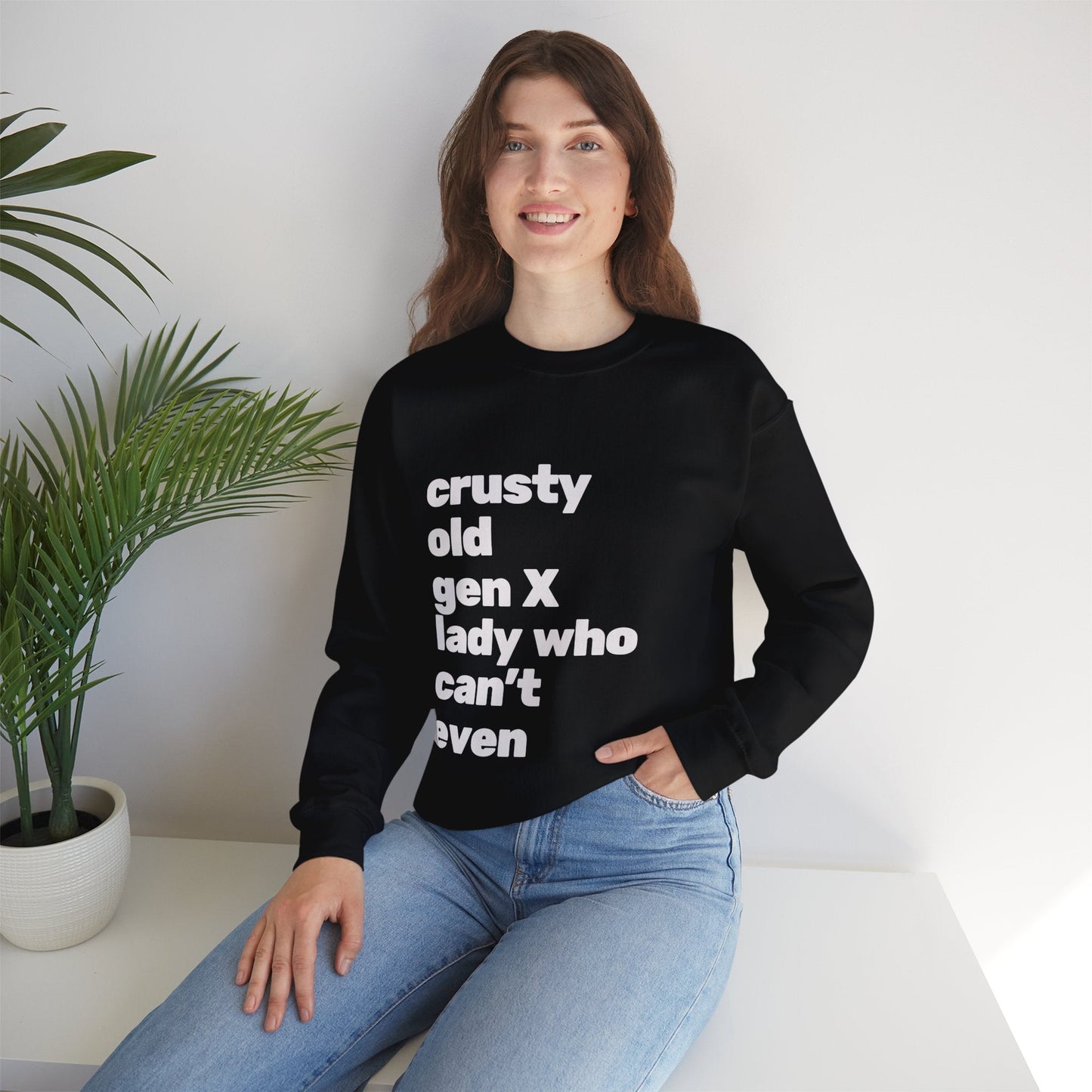 Crusty Old Gen X Lady Who Can't Even Unisex Heavy Blend™ Crewneck Sweatshirt
