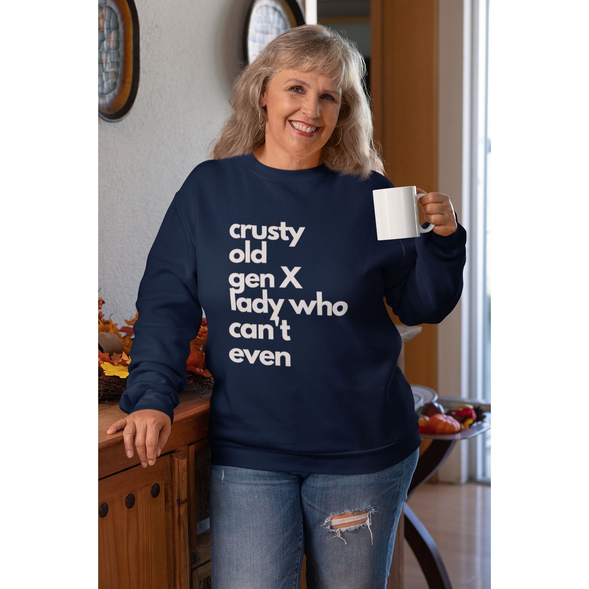 Crusty Old Gen X Lady Who Can't Even Unisex Heavy Blend™ Crewneck Sweatshirt Sizes SM-5XL | Plus Size Available