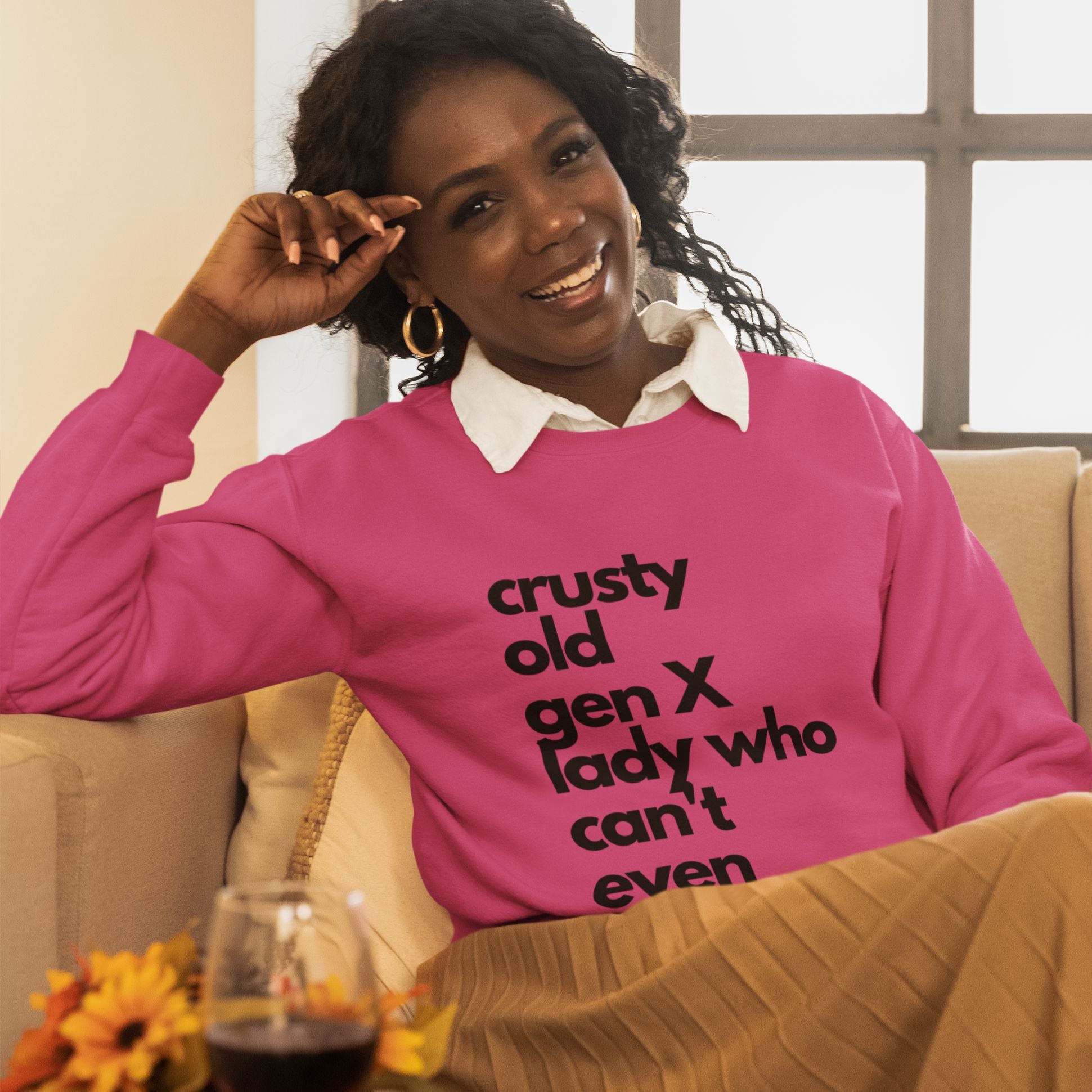 Crusty Old Gen X Lady Who Can't Even Unisex Heavy Blend™ Crewneck Sweatshirt Sizes SM-5XL | Plus Size Available