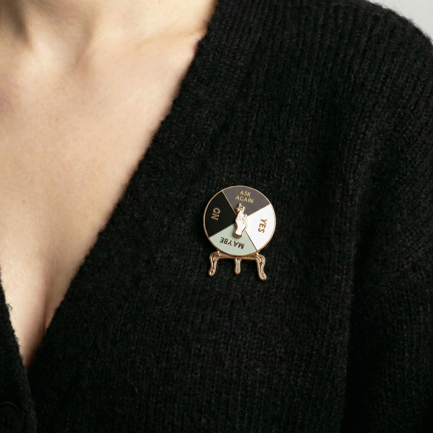 Crystal Ball Spinner Pin | Fortune Telling Enamel Pin Gold