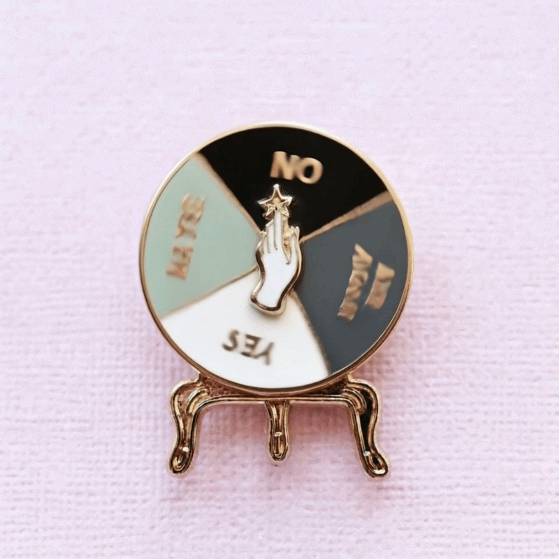 Crystal Ball Spinner Pin | Fortune Telling Enamel Pin Gold