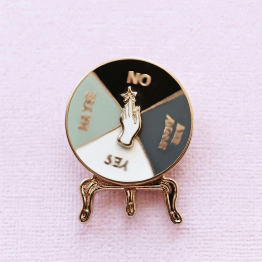 Crystal Ball Spinner Pin | Fortune Telling Enamel Pin Gold