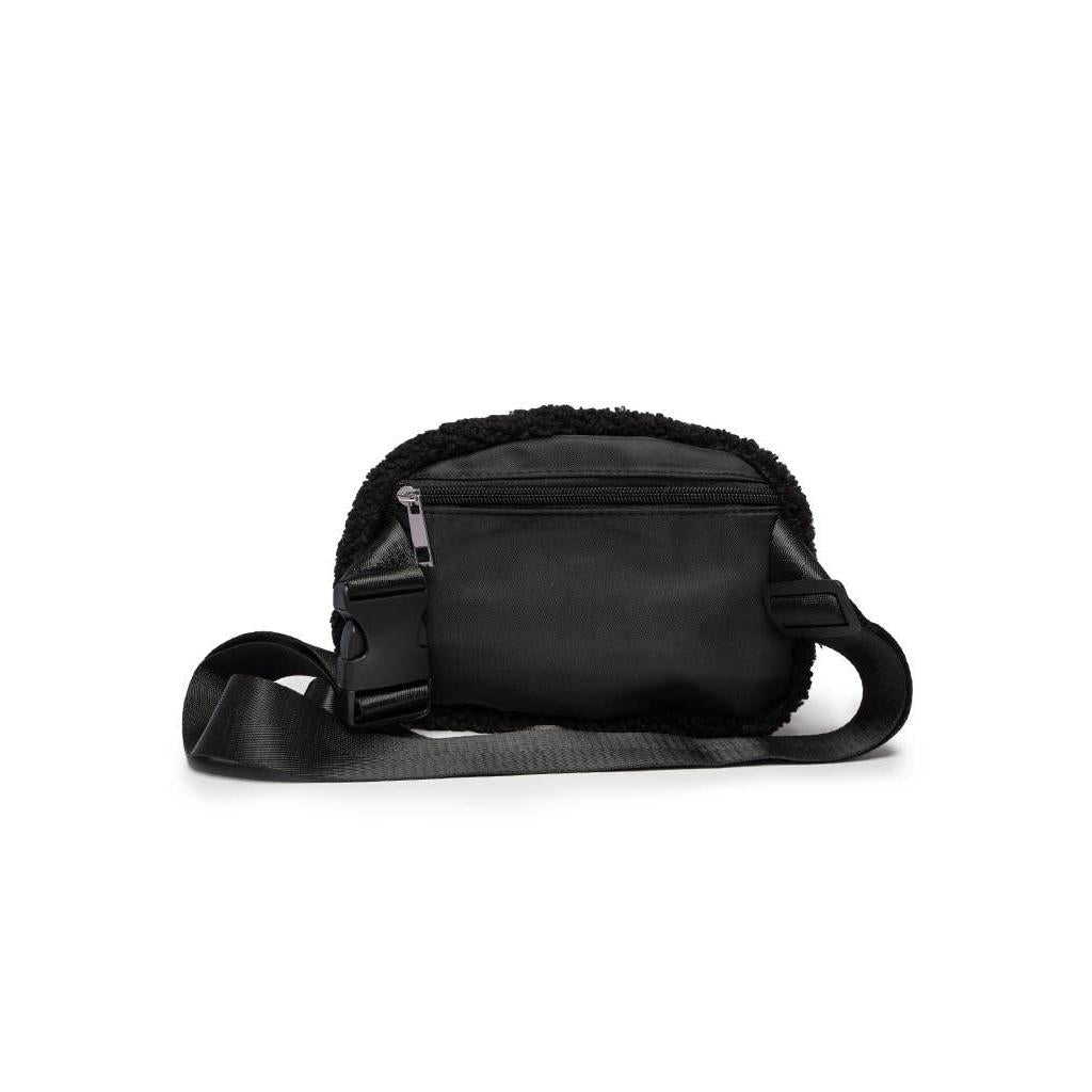 Crystal Embellishment Adjustable Belt Bag in Black | Stylish Crossbody Waist Bag