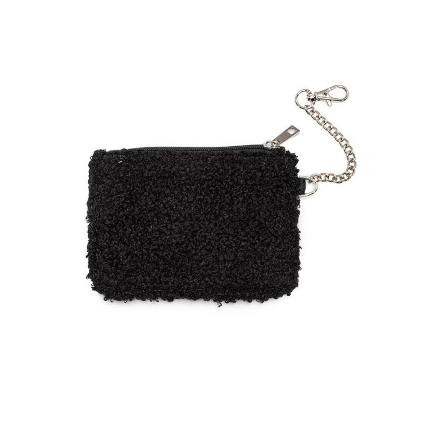 Crystal Embellishment Keychain Pouch in  Black | Compact Key Chain Mini Wallet Purse