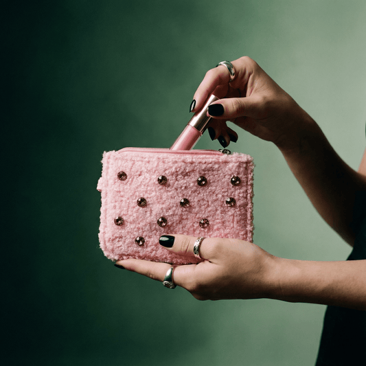 Crystal Embellishment Pink Keychain Pouch | Cards & Cash Key Chain Wallet Purse